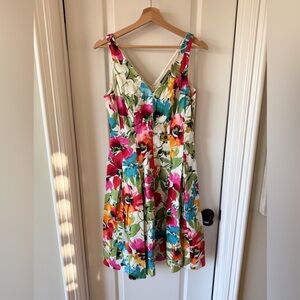 Floral Sleeveless Midi A Line Dress